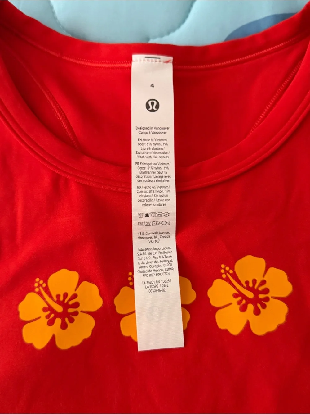 lululemon athletica Hawaii Red Tank with Yellow Hibiscus